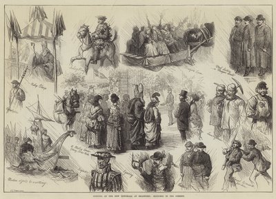 Opening of the New Townhall at Bradford, Sketches in the Streets by Charles J. Staniland